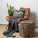 Riley Tan Jute Popcorn Stich Cylindrical Pouf - Default Title