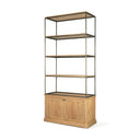 Baron Light Brown Wood w Gunmetal 2-Door Open Shelving Unit - Default Title