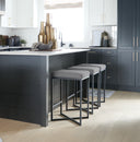 Frodo 165L x 165W x 264H Gray Fabric Seat WBlack Iron Frame Counter Stool - Default Title