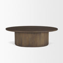Terra 48L x 28W x 15H Dark Brown Wood Oval Fluted Coffee Table - Default Title
