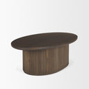 Terra 48L x 28W x 15H Dark Brown Wood Oval Fluted Coffee Table - Default Title
