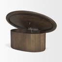 Terra 48L x 28W x 15H Dark Brown Wood Oval Fluted Coffee Table - Default Title