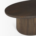 Terra 48L x 28W x 15H Dark Brown Wood Oval Fluted Coffee Table - Default Title
