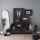 Harvey 130L x 45W x 81H Black Metal and Wood Rectangular Table Clock - Default Title