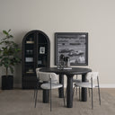 Casey Matte Black Metal w Gray Fabric Dining Chair - Default Title