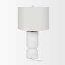 Everly 150L x 150W x 275H White Cement WBeige Shade Table Lamp - Default Title