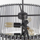 Anna 26x14 Hanging Gun-Metal w Clear Glass Rods Six Bulb Chandelier - Default Title