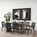 Clara Black Wood W Cream Fabric Seat and Cane Back Armless Dining Chair - Default Title