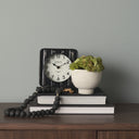 Karl 60L x 30W x 68H Rustic Black Iron Rounded Square Table Clock - Default Title