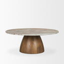 Allyson Round Brown Pedestal w Pink Marble Top Coffee Table - Default Title