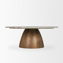 Allyson Round Brown Pedestal w Pink Marble Top Coffee Table - Default Title