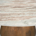 Allyson Round Brown Pedestal w Pink Marble Top Coffee Table - Default Title