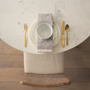 Clara Light Brown Wood W Cream Fabric Seat and Cane Back Armless Dining Chair - Default Title