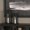 Balley 94L x 94W x 197H Set of Two Matte Black Metal Hexagonal Candle Holder Lanterns - Default Title