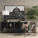Leo 180L x 180W x 310H Black Hammered WWhite Fabric Shade Table Lamp - Default Title