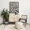 Donna Black Wood Cane-Back w Beige Upholstered Seat Dining Chair - Default Title