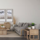 Grier Set of 2 Light Brown Solid Wood w Cane Nesting Accent Tables - Default Title