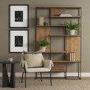 Morris 470L x 150W x 750H Light Brown Wood w Black Metal Frame 6-Tier Shelving Unit - Default Title