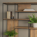 Morris 470L x 150W x 750H Light Brown Wood w Black Metal Frame 6-Tier Shelving Unit - Default Title