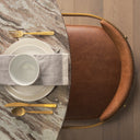 Allyson 54 Round Brown Pedestal w Pink Marble Top Dining Table - Default Title
