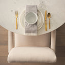 Allyson 42 Round Brown Wood Pedestal wBanswara White Marble Top Dining Table - Default Title