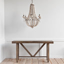 Phillum 29x37 Silver Metal Chassis and White Wood Beaded Six Bulb Chandelier - Default Title