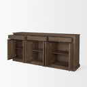 Baron Dark Brown Solid Wood w Antiqued Aged Brass Knobs 3-Drawer 6-Door Sideboard - Default Title