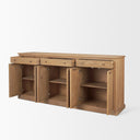 Baron Light Brown Solid Wood w Antiqued Brass Knobs 3-Drawer 6-Door Sideboard - Default Title