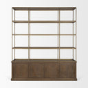 Baron 4-Door Dark Brown Wood w Antique Brass Metal Open Shelving Unit - Default Title
