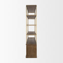 Baron 4-Door Dark Brown Wood w Antique Brass Metal Open Shelving Unit - Default Title