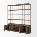 Baron 4-Door Dark Brown Wood w Antique Brass Metal Open Shelving Unit - Default Title