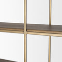 Baron 4-Door Dark Brown Wood w Antique Brass Metal Open Shelving Unit - Default Title