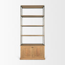 Baron Light Brown Wood w Gunmetal 2-Door Open Shelving Unit - Default Title