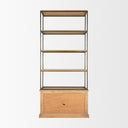 Baron Light Brown Wood w Gunmetal 2-Door Open Shelving Unit - Default Title