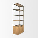 Baron Light Brown Wood w Gunmetal 2-Door Open Shelving Unit - Default Title