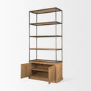 Baron Light Brown Wood w Gunmetal 2-Door Open Shelving Unit - Default Title