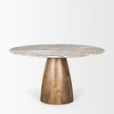 Allyson 54 Round Brown Pedestal w Pink Marble Top Dining Table - Default Title