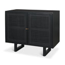 Grier Matte Black Stained Wood w Black Cane Accent Cabinet - Default Title