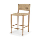 Brinley Woven Paper Rope w Brown Wood Frame Counter Stool - Default Title