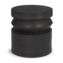 Rashama Dark Brown Wood Stacked Geometric Round Accent Table - Default Title