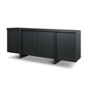 Rowan Black Oak Wood Closed 4 Door Sideboard - Default Title