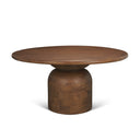 Atlas 60 Warm Mid-Brown Wood Stacked Pedestal Base Round Dining Table - Default Title