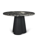 Marilyn 48 Black Forest Marble Black Wood Pedestal Round Dining Table - Default Title