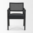 Reid Framed Black Cane Black Fabric Dining Armchair - Default Title