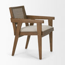 Reid Framed Brown Cane Cream Fabric Dining Armchair - Default Title