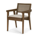 Reid Framed Brown Cane Cream Fabric Dining Armchair - Default Title