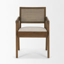 Reid Framed Brown Cane Cream Fabric Dining Armchair - Default Title