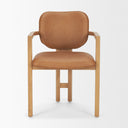 Carlisle Curved Back Tan Leather Tripod Frame Dining Armchair - Default Title