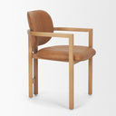 Carlisle Curved Back Tan Leather Tripod Frame Dining Armchair - Default Title