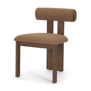 Tribeca Curve Open Back Mocha Fabric Tripod Frame Dining Chair - Default Title